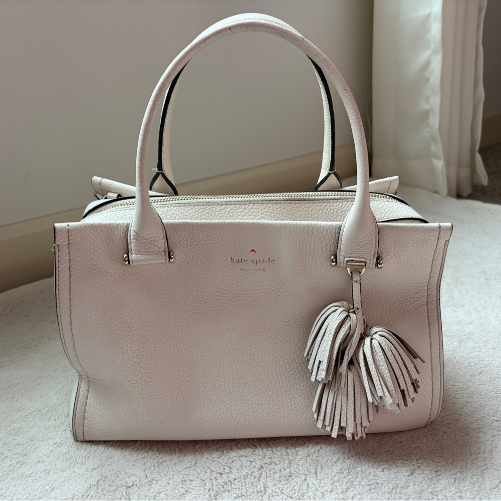 Kate Spade White Leather Palmer Drive Maryam Satchel Handbag